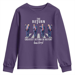 Trump Won 2024 Youth Sweatshirt The Return Trump Funny Dancing TS09 Purple Print Your Wear