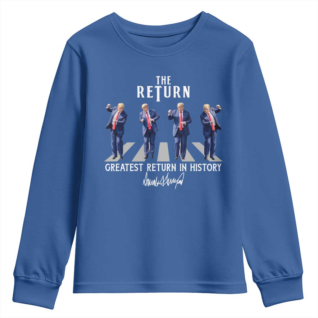 Trump Won 2024 Youth Sweatshirt The Return Trump Funny Dancing TS09 Royal Blue Print Your Wear