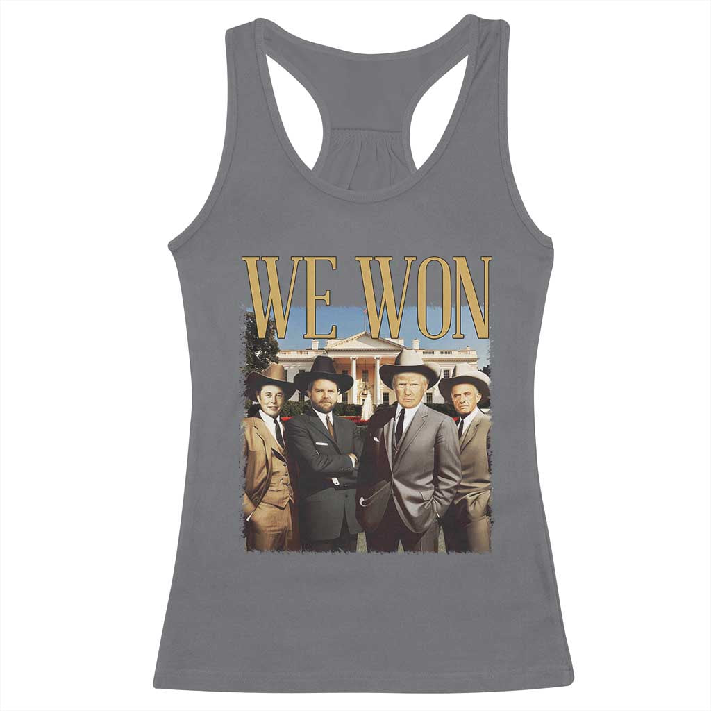 Trump Won 2024 Racerback Tank Top We Won Trump Team Cowboy TS09 Charcoal Print Your Wear