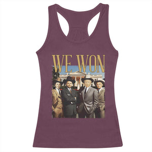 Trump Won 2024 Racerback Tank Top We Won Trump Team Cowboy TS09 Maroon Print Your Wear