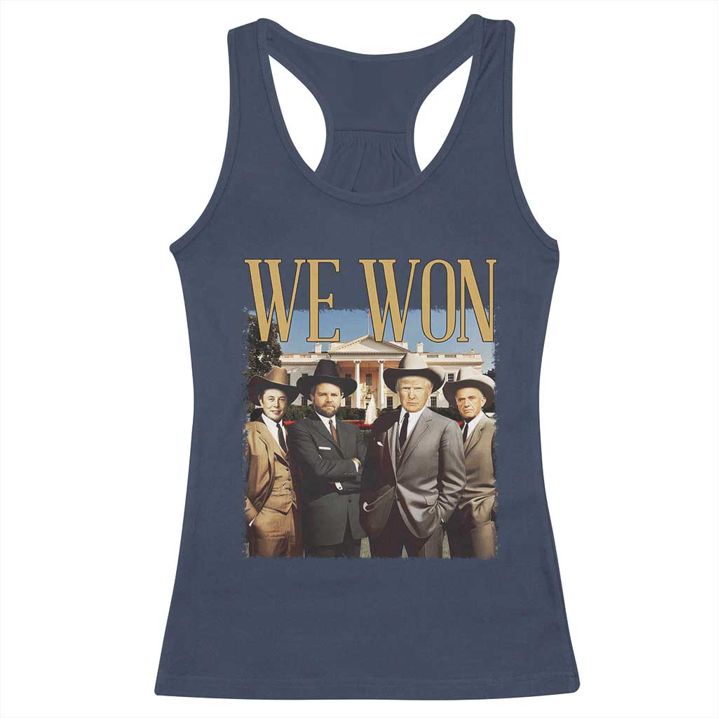 Trump Won 2024 Racerback Tank Top We Won Trump Team Cowboy TS09 Navy Print Your Wear