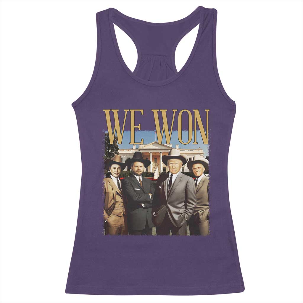 Trump Won 2024 Racerback Tank Top We Won Trump Team Cowboy TS09 Purple Print Your Wear
