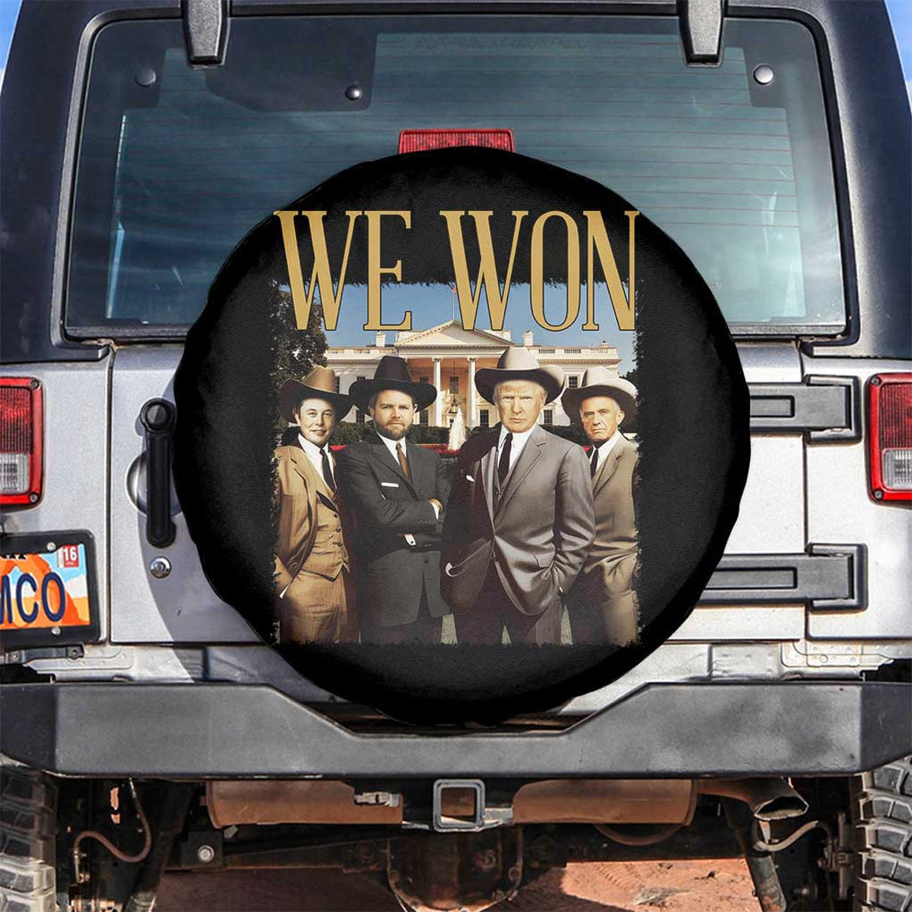 Trump Won 2024 Spare Tire Cover We Won Trump Team Cowboy TS09 No hole Black Print Your Wear
