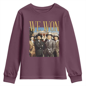 Trump Won 2024 Youth Sweatshirt We Won Trump Team Cowboy TS09 Maroon Print Your Wear