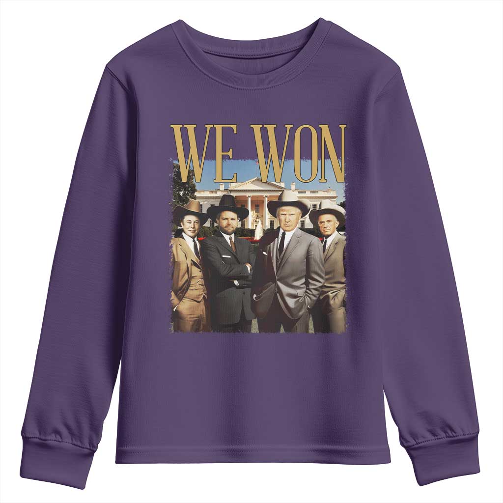Trump Won 2024 Youth Sweatshirt We Won Trump Team Cowboy TS09 Purple Print Your Wear