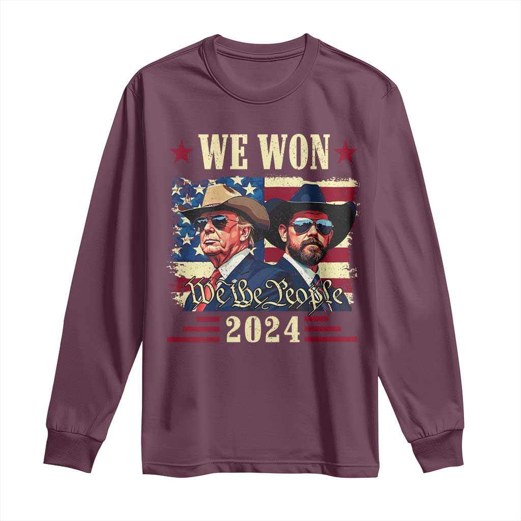 Trump Vance Cowboy We Won 2024 Long Sleeve Shirt TS09 Maroon Print Your Wear