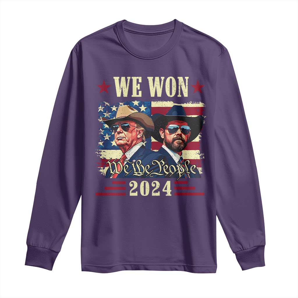 Trump Vance Cowboy We Won 2024 Long Sleeve Shirt TS09 Purple Print Your Wear