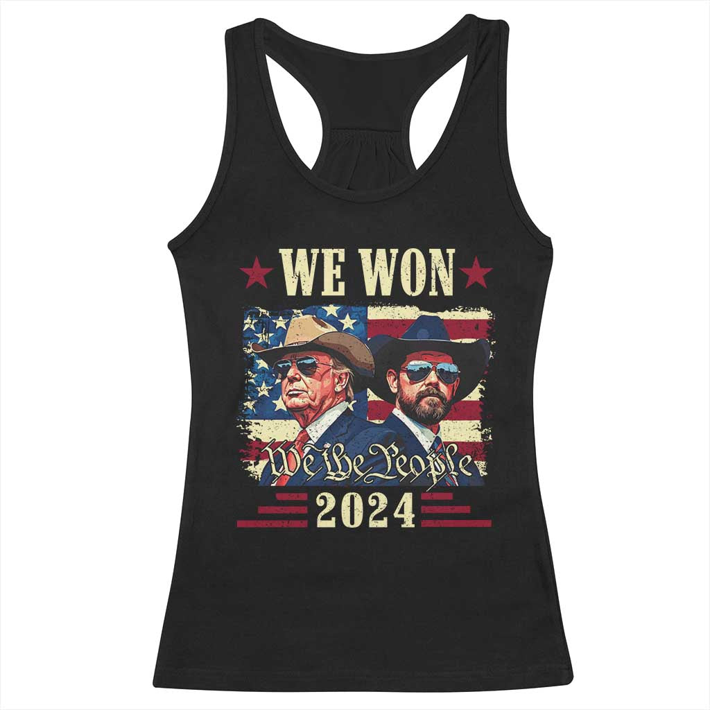 Trump Vance Cowboy We Won 2024 Racerback Tank Top TS09 Black Print Your Wear