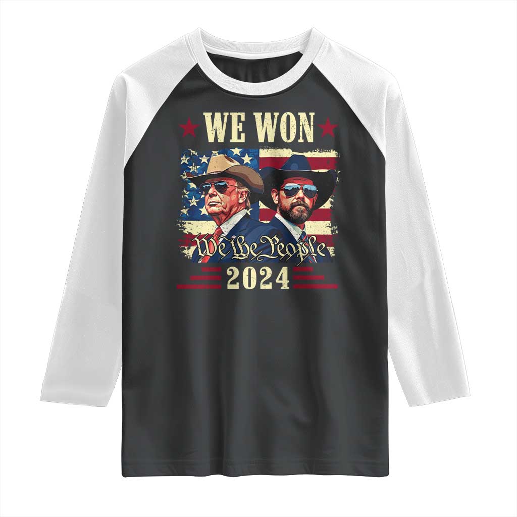 Trump Vance Cowboy We Won 2024 Raglan Shirt TS09 Black White Print Your Wear