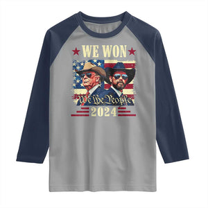 Trump Vance Cowboy We Won 2024 Raglan Shirt TS09 Sport Gray Navy Print Your Wear