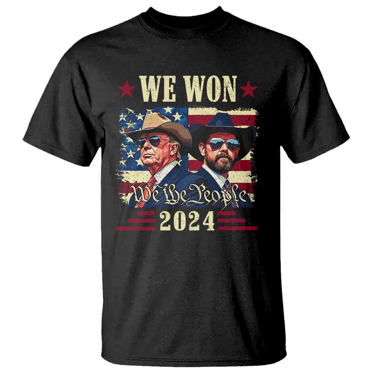 Trump Vance Cowboy We Won 2024 T Shirt TS09 Black Print Your Wear