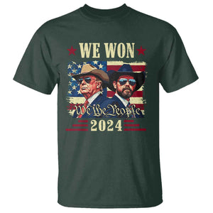 Trump Vance Cowboy We Won 2024 T Shirt TS09 Dark Forest Green Print Your Wear