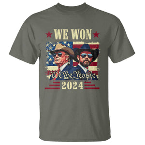 Trump Vance Cowboy We Won 2024 T Shirt TS09 Military Green Print Your Wear