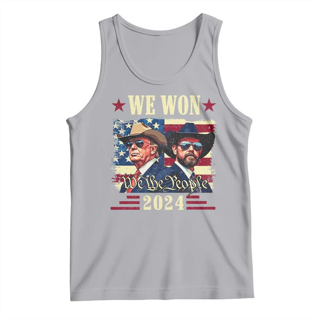 Trump Vance Cowboy We Won 2024 Tank Top TS09 Athletic Heather Print Your Wear