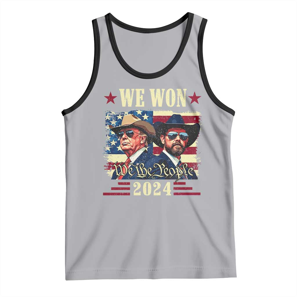Trump Vance Cowboy We Won 2024 Tank Top TS09 Athletic Heather Black Print Your Wear