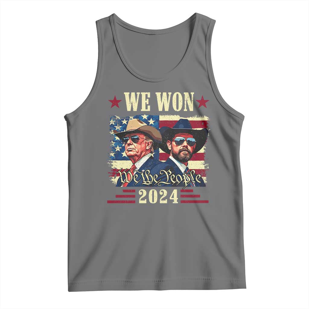 Trump Vance Cowboy We Won 2024 Tank Top TS09 Black Heather Print Your Wear