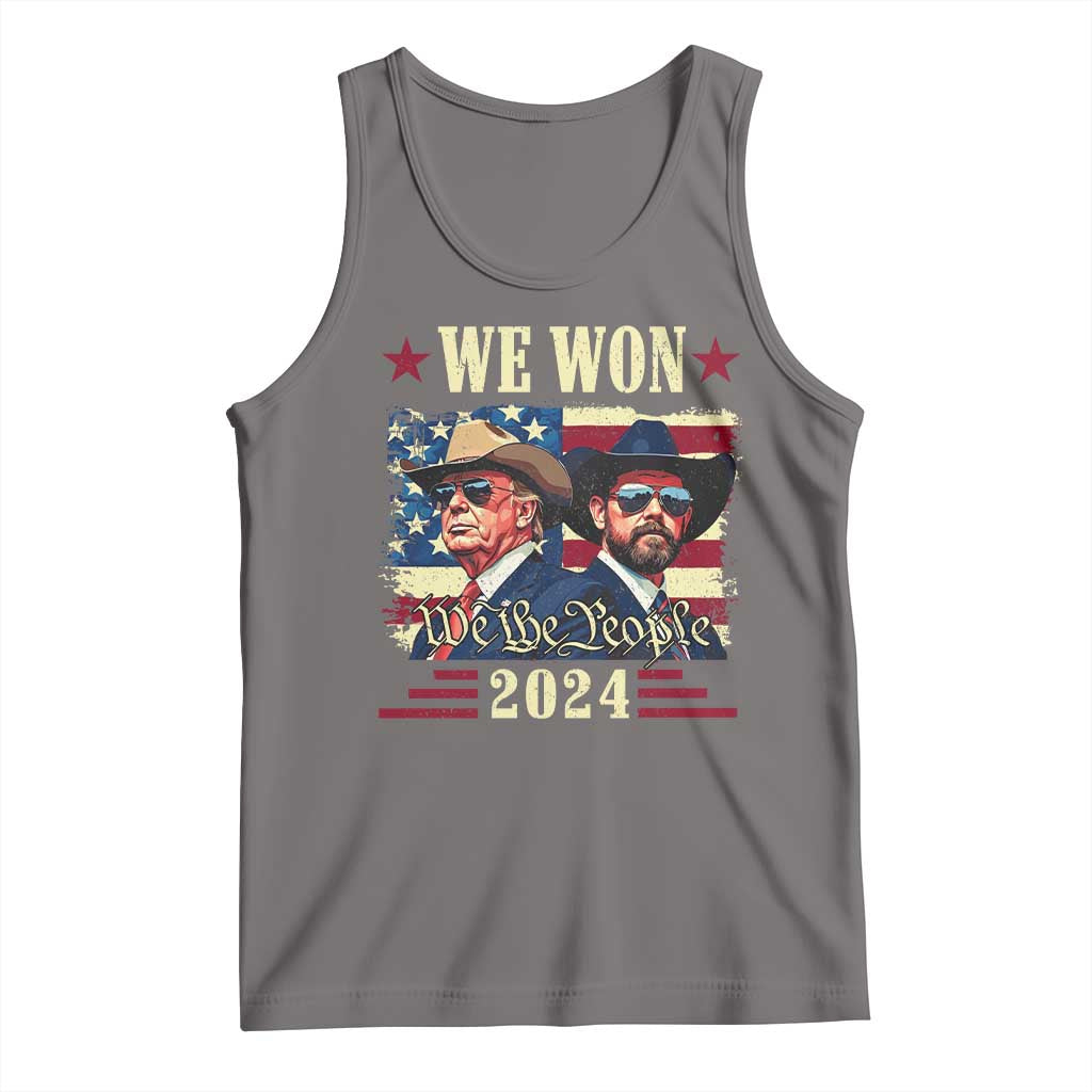 Trump Vance Cowboy We Won 2024 Tank Top TS09 Deep Heather Print Your Wear