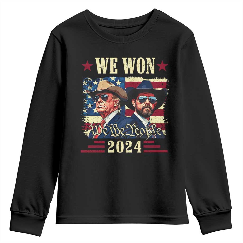Trump Vance Cowboy We Won 2024 Youth Sweatshirt TS09 Black Print Your Wear