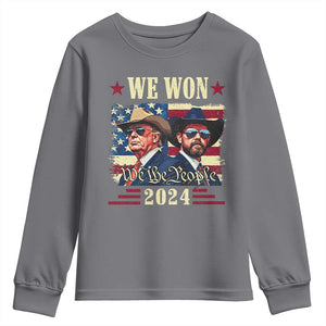 Trump Vance Cowboy We Won 2024 Youth Sweatshirt TS09 Charcoal Print Your Wear