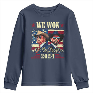 Trump Vance Cowboy We Won 2024 Youth Sweatshirt TS09 Navy Print Your Wear
