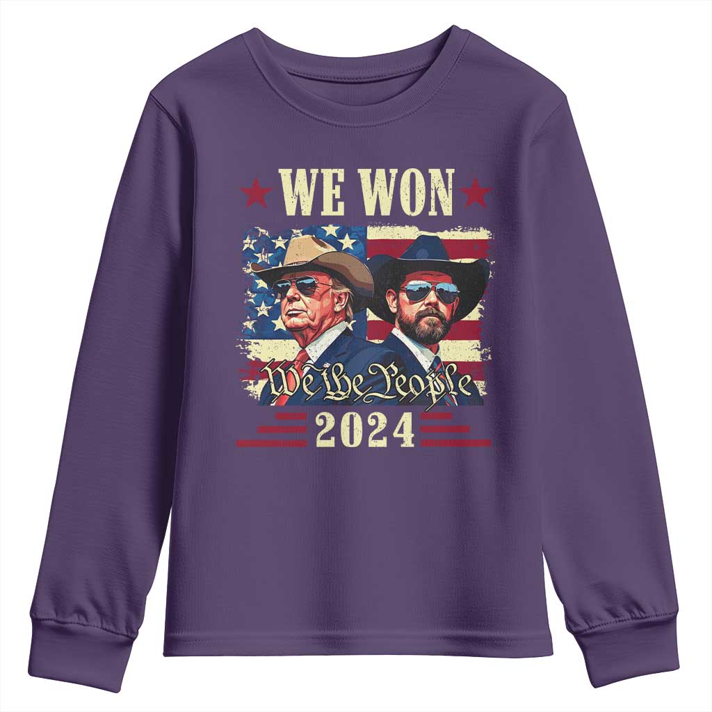Trump Vance Cowboy We Won 2024 Youth Sweatshirt TS09 Purple Print Your Wear