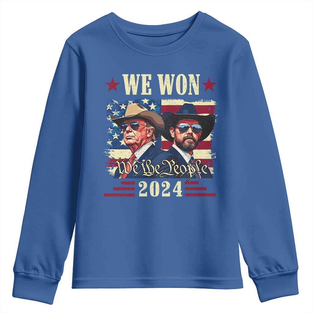 Trump Vance Cowboy We Won 2024 Youth Sweatshirt TS09 Royal Blue Print Your Wear