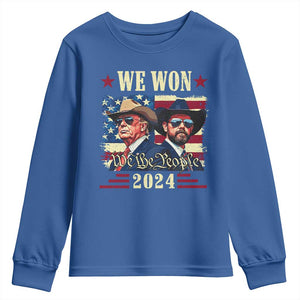 Trump Vance Cowboy We Won 2024 Youth Sweatshirt TS09 Royal Blue Print Your Wear