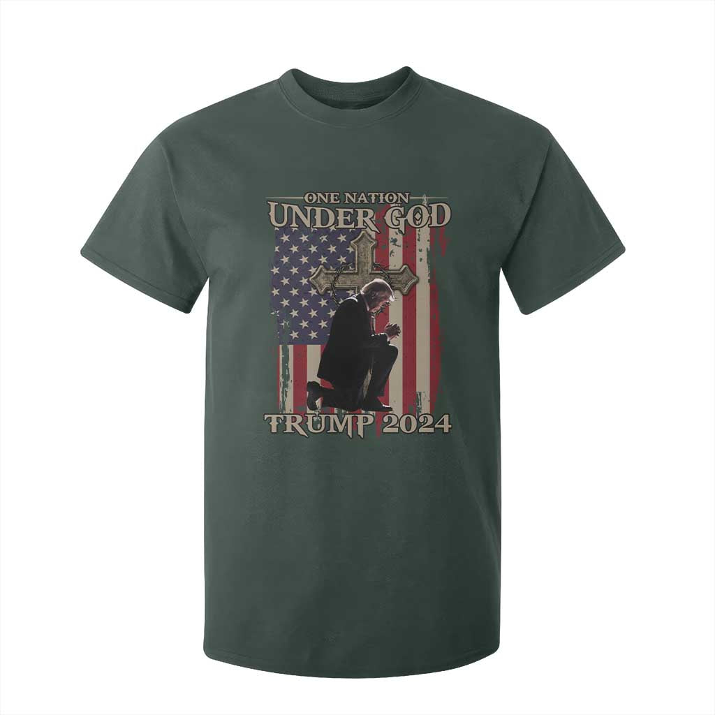 Trump Won 2024 T Shirt For Kid One Nation Under God TS09 Dark Forest Green Print Your Wear