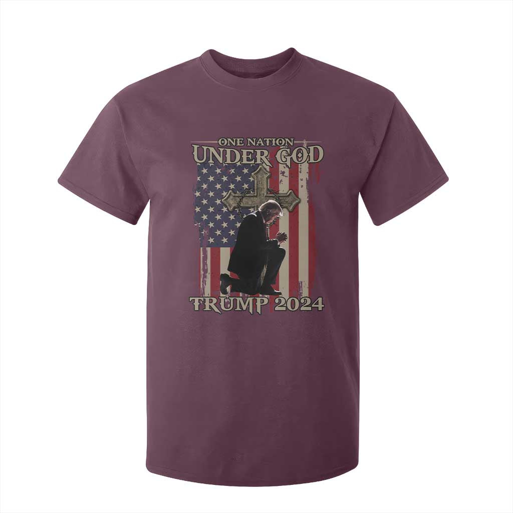 Trump Won 2024 T Shirt For Kid One Nation Under God TS09 Maroon Print Your Wear