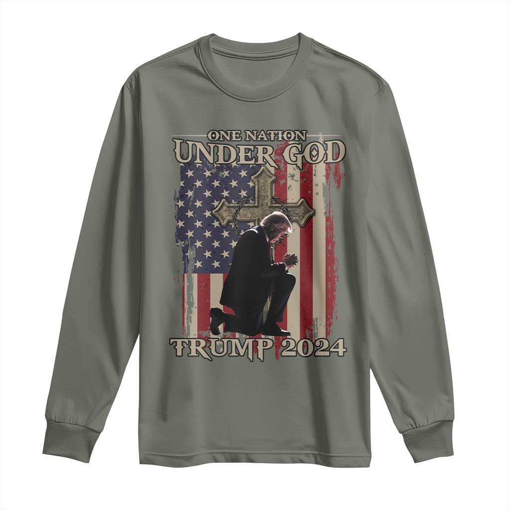 Trump Won 2024 Long Sleeve Shirt One Nation Under God TS09 Military Green Print Your Wear