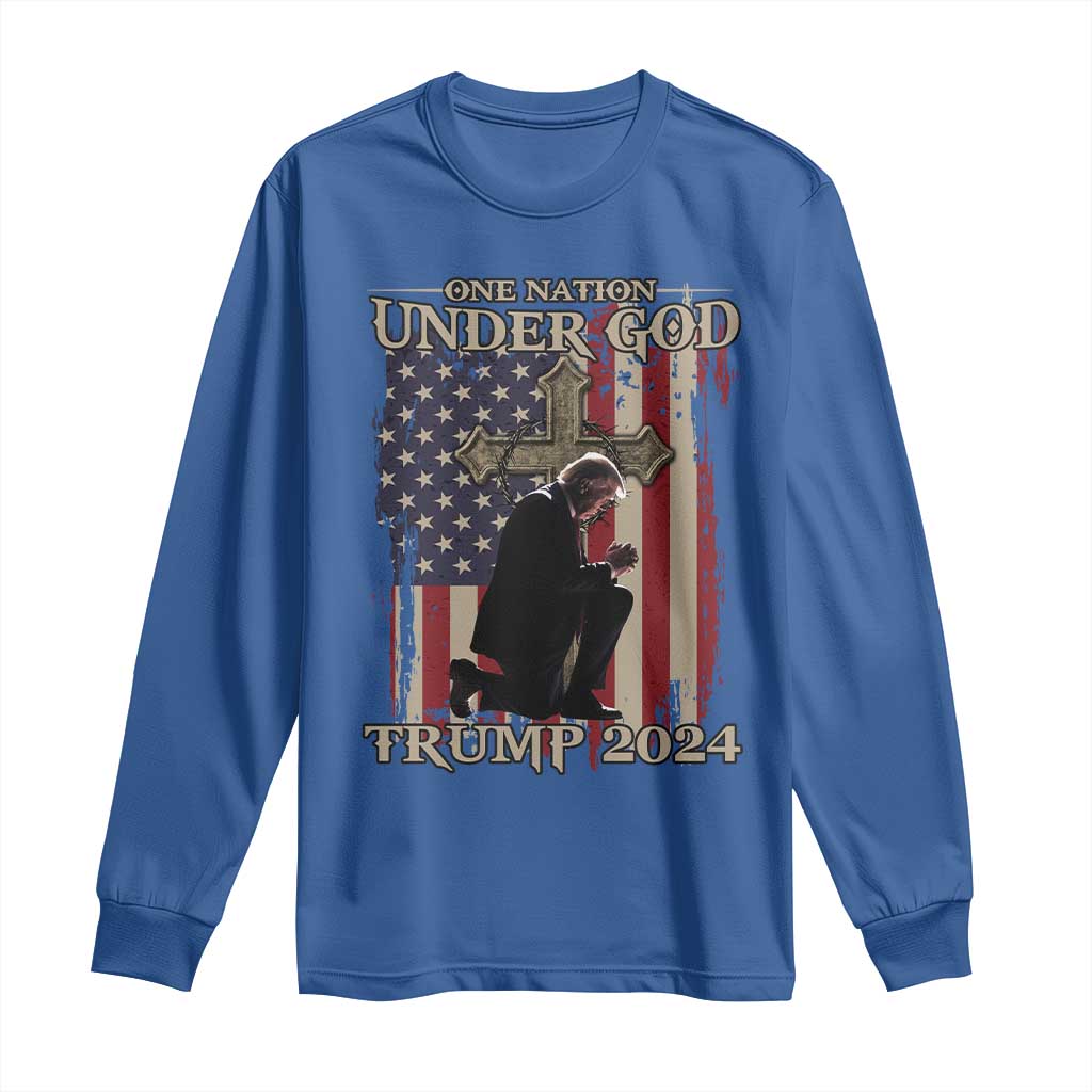 Trump Won 2024 Long Sleeve Shirt One Nation Under God TS09 Royal Blue Print Your Wear