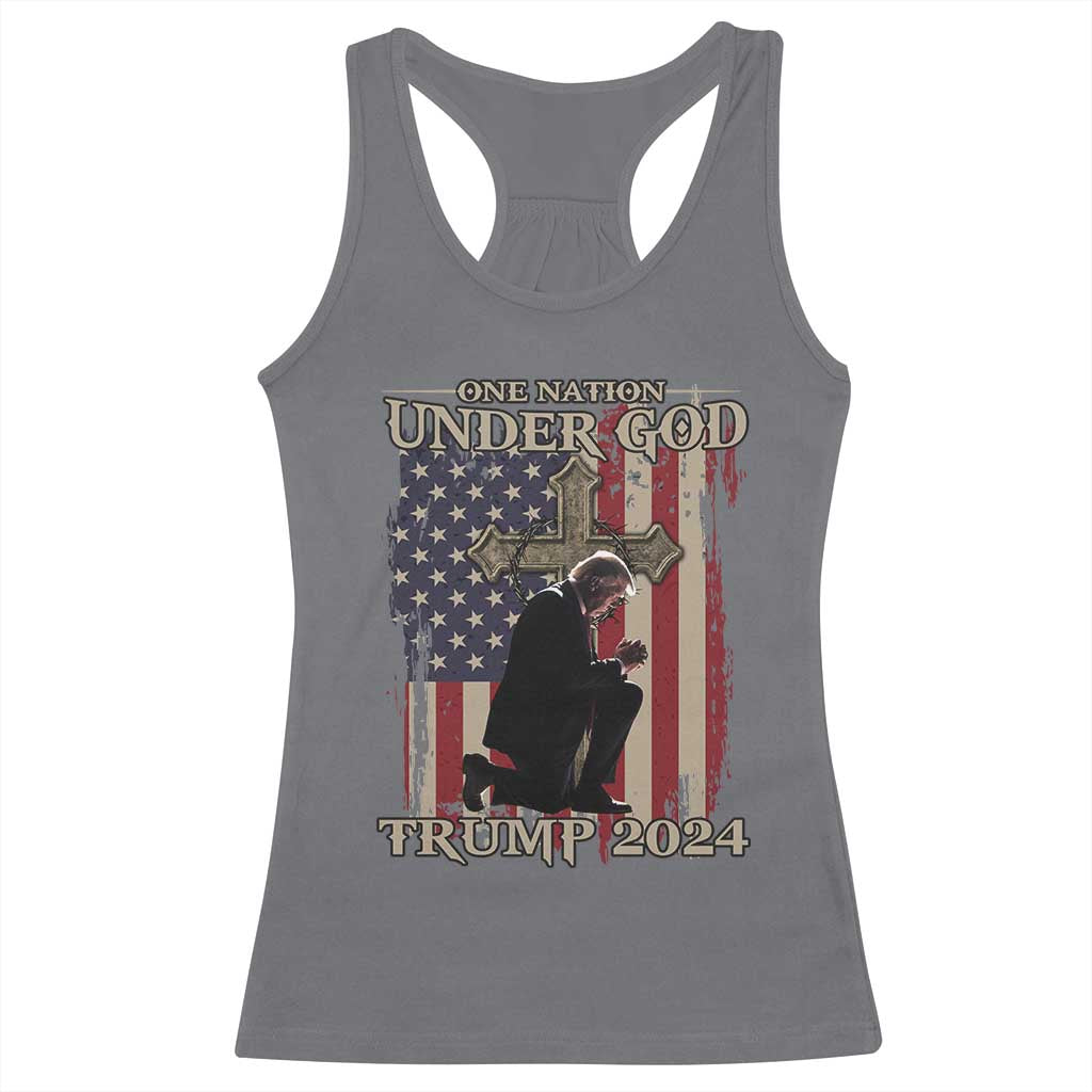 Trump Won 2024 Racerback Tank Top One Nation Under God TS09 Charcoal Print Your Wear