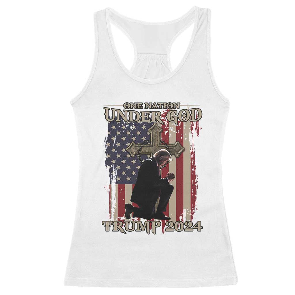 Trump Won 2024 Racerback Tank Top One Nation Under God TS09 White Print Your Wear