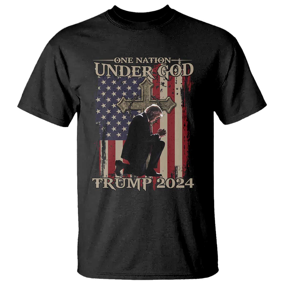 Trump Won 2024 T Shirt One Nation Under God TS09 Black Print Your Wear