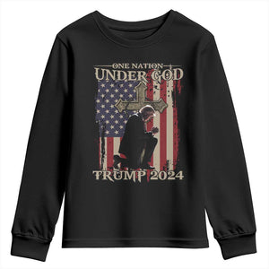 Trump Won 2024 Youth Sweatshirt One Nation Under God TS09 Black Print Your Wear