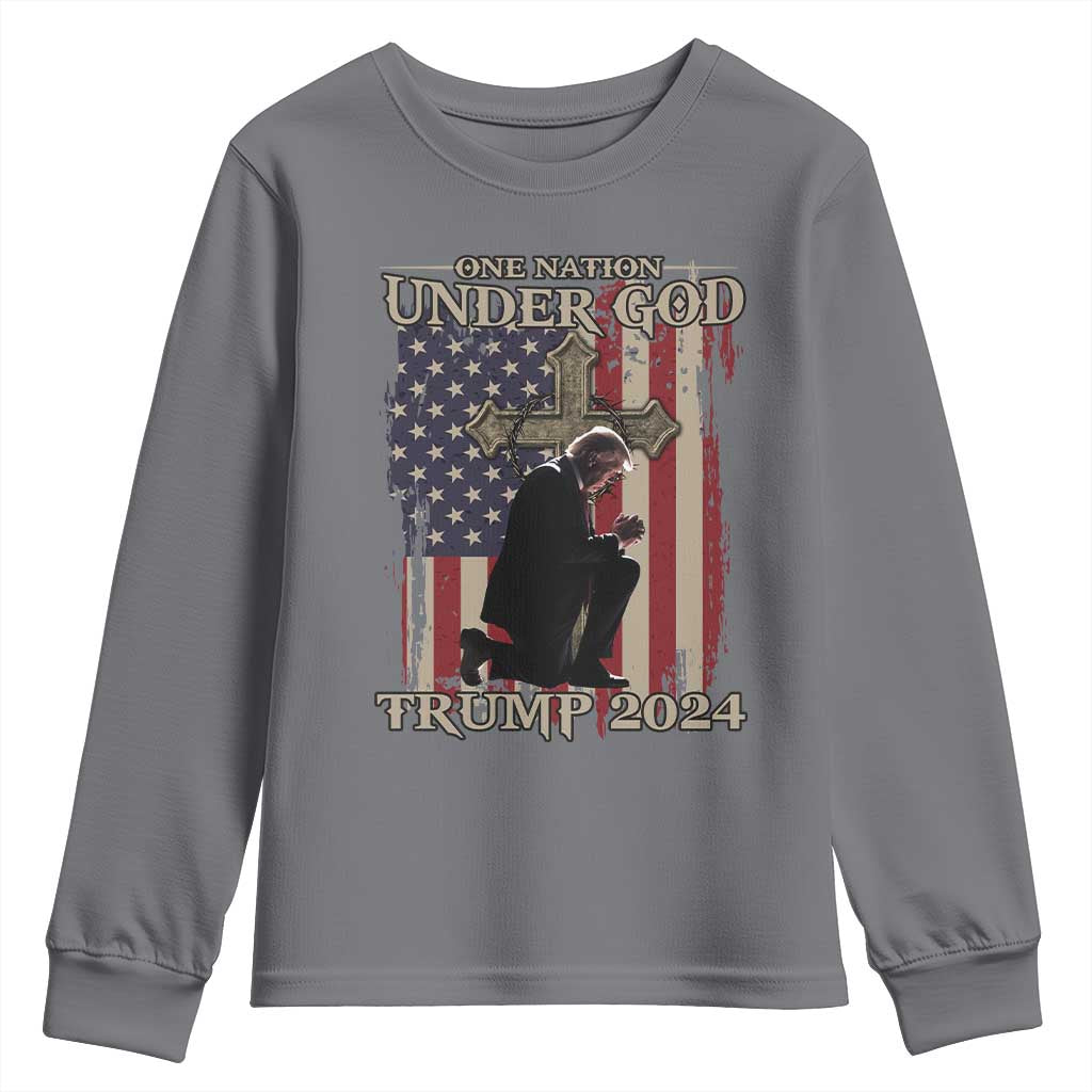 Trump Won 2024 Youth Sweatshirt One Nation Under God TS09 Charcoal Print Your Wear