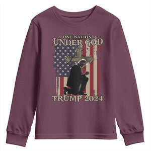 Trump Won 2024 Youth Sweatshirt One Nation Under God TS09 Maroon Print Your Wear