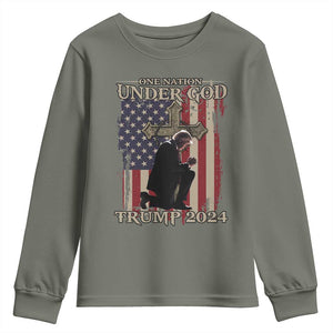 Trump Won 2024 Youth Sweatshirt One Nation Under God TS09 Military Green Print Your Wear