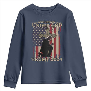 Trump Won 2024 Youth Sweatshirt One Nation Under God TS09 Navy Print Your Wear