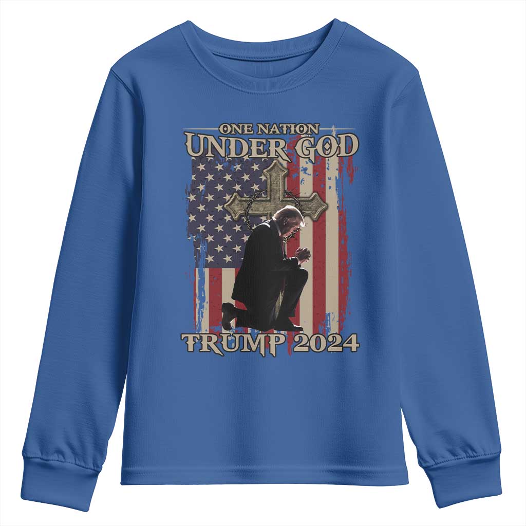Trump Won 2024 Youth Sweatshirt One Nation Under God TS09 Royal Blue Print Your Wear