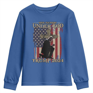 Trump Won 2024 Youth Sweatshirt One Nation Under God TS09 Royal Blue Print Your Wear