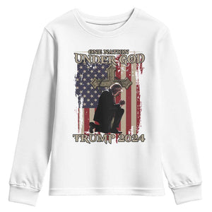 Trump Won 2024 Youth Sweatshirt One Nation Under God TS09 White Print Your Wear