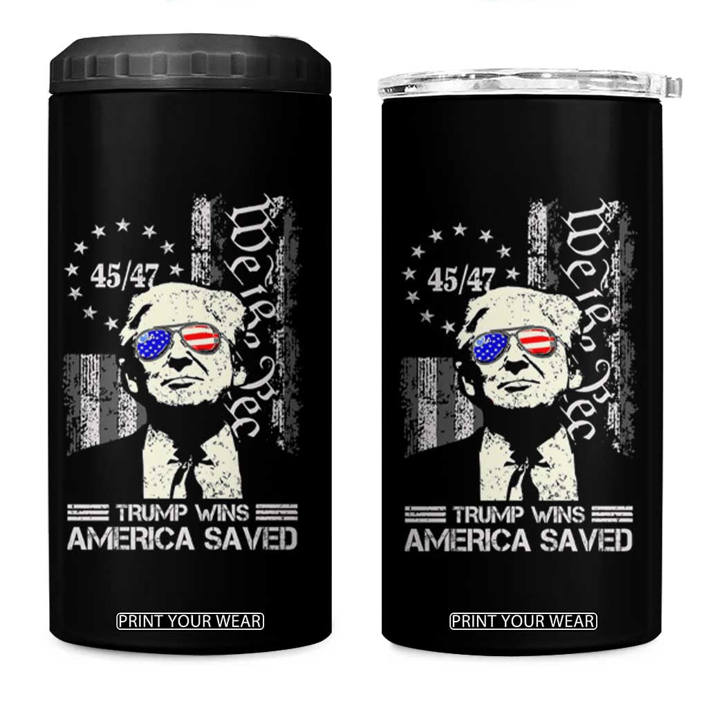 Trump Wins America Saved 4 in 1 Can Cooler Tumbler TS09 One Size: 16 oz Black Print Your Wear