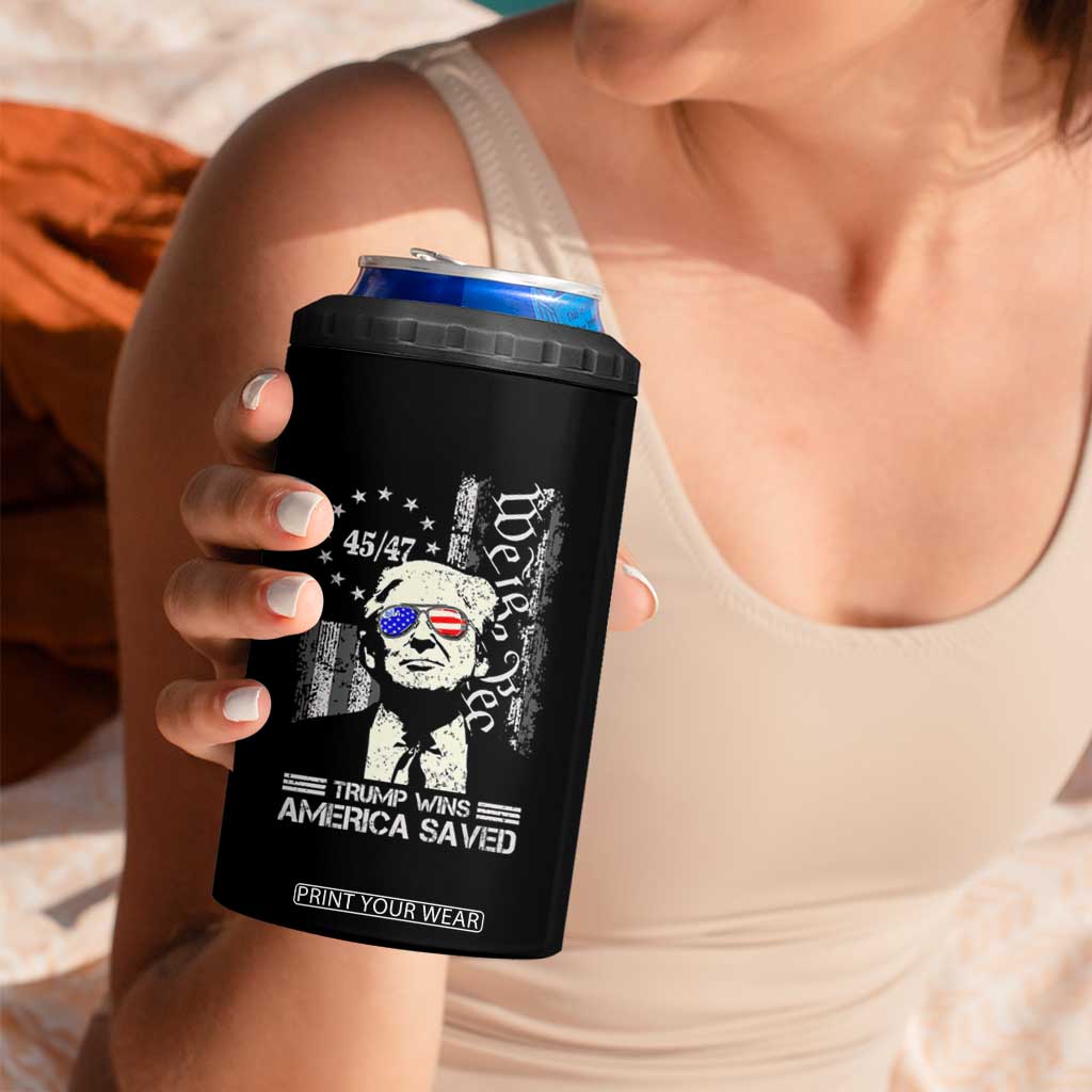 Trump Wins America Saved 4 in 1 Can Cooler Tumbler TS09 Print Your Wear