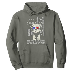 Trump Wins America Saved Hoodie TS09 Military Green Print Your Wear