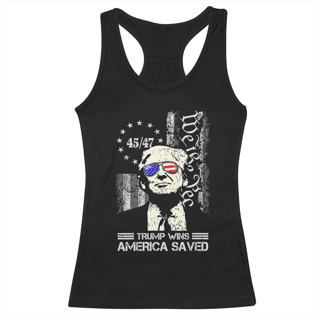 Trump Wins America Saved Racerback Tank Top TS09 Black Print Your Wear