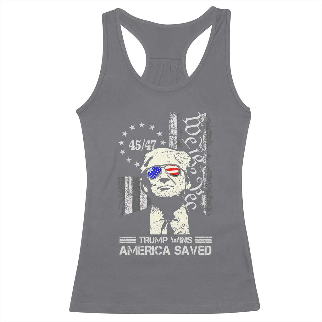 Trump Wins America Saved Racerback Tank Top TS09 Charcoal Print Your Wear