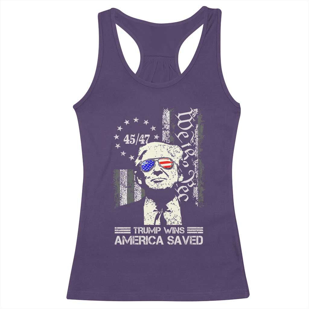 Trump Wins America Saved Racerback Tank Top TS09 Purple Print Your Wear