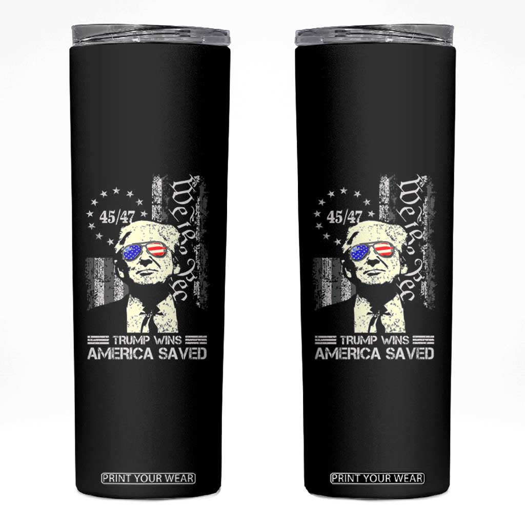 Trump Wins America Saved Skinny Tumbler TS09 Black Print Your Wear