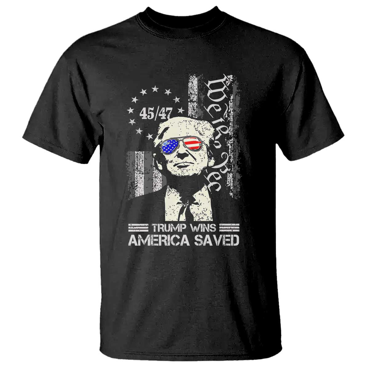 Trump Wins America Saved T Shirt TS09 Black Print Your Wear